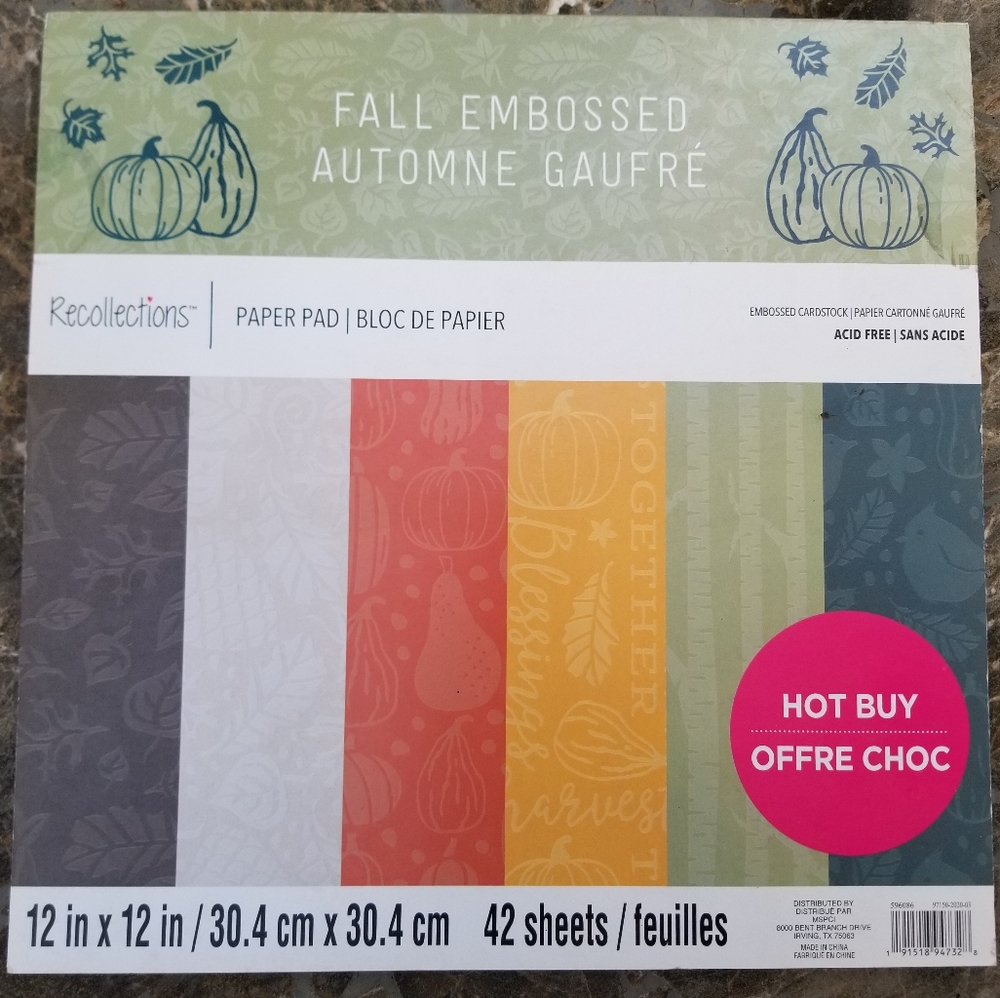 -Fall Embossed Paper Pad,Fall,Crafts,Scrapbook,diy,craft supplies-